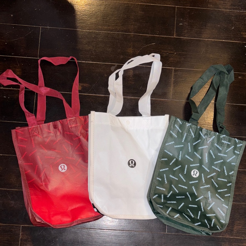 lululemon athletica Red, White, and Green Tote Trio